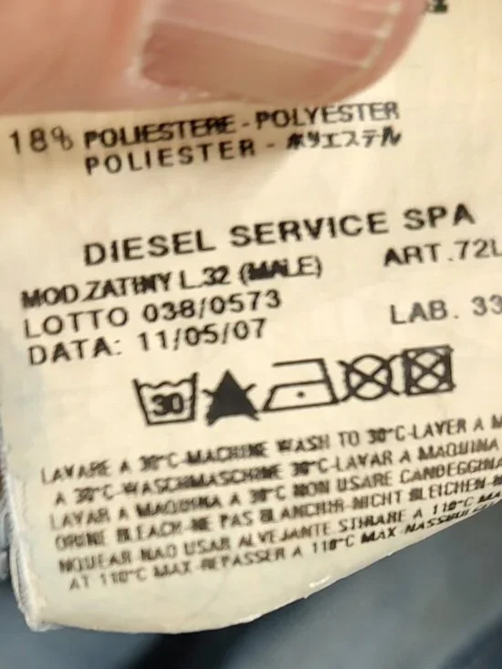 Diesel Zatiny Men's Bootcut Jeans 34X32 Wash 0072L Whisker Faded Distressed '07 - Picture 14 of 14